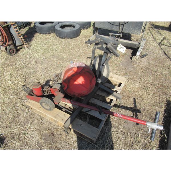 ENGINE STAND, JACK, APPROX 2 TON CHAIN HOIST