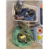 Image 1 : QUANTITY OF GARDEN HOSE, PRESSURE WASHER NOZZLES, 2 ELECTRIC PUMPS, & QUANTITY OF DISCHARGE HOSE