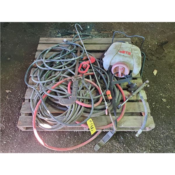 QUANTITY OF HOSE, GURNEY BALANCE BEAM SCALE & BACKPACK SPRAYER