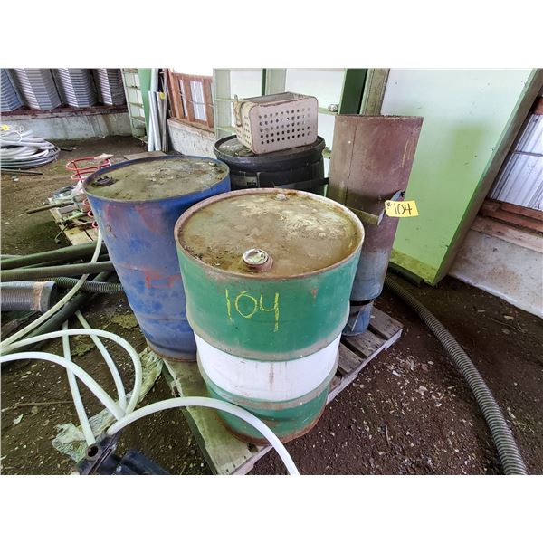 APPROX. 3 BARRELS, OIL, VARSOL, GLYCOL, & HEATER