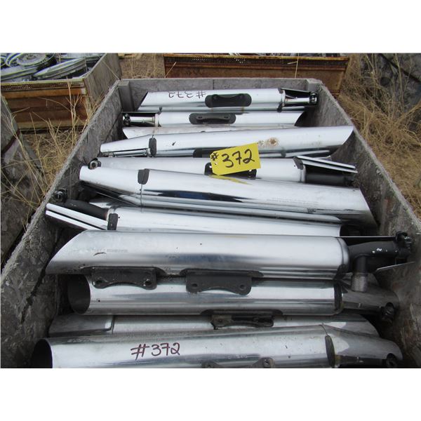CRATE FULL OF MUFFLERS (APPROX. 100)