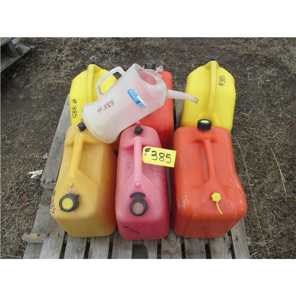 6 JERRY CANS & FUNNEL