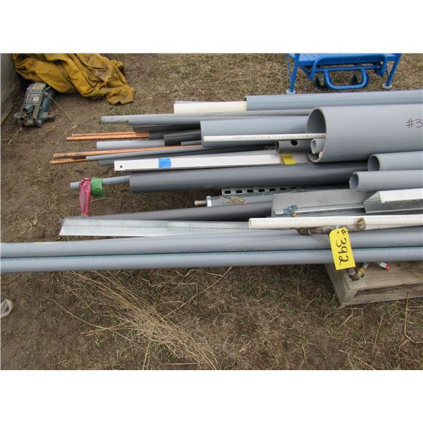 PALLET OF PIPE, COPPER TUBING, FLASHING