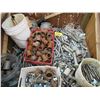 Image 6 : GREEN CRATE FULL OF PIPE FITTINGS, BOLTS, ANCHORS & 2 PAILS OF FITTINGS