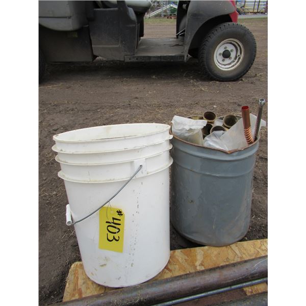 PIPE READY ROD & 2 PAILS OF BRASS