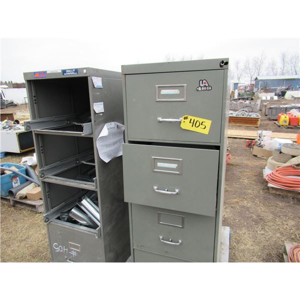 2 FILING CABINETS C/W MISC & ALUMINUM