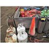 Image 3 : LARGE CRATE C/W MOP PAIL, HYDRAULIC RAM, JERRY CANS, LADDER, OLD GAS PUMP