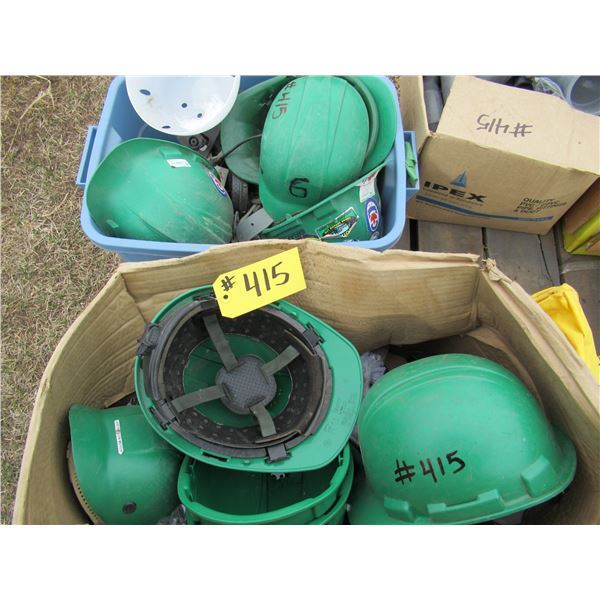 PALLET OF PLASTIC FITTINGS, HARD HATS, SPILL KIT