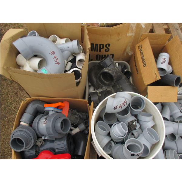 PALLET OF PLASTIC FITTINGS, VALVES, CLAMPS