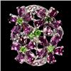 Image 1 : Natural Rhodolite Garnet & Chrome Diopside Ring