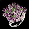 Image 2 : Natural Rhodolite Garnet & Chrome Diopside Ring