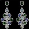 Image 1 : Natural Tanzanite, White Opal, Chrome Diopside Earrings
