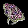 Image 1 : Natural Amethyst Chrome Diopside Rhodolite Ring