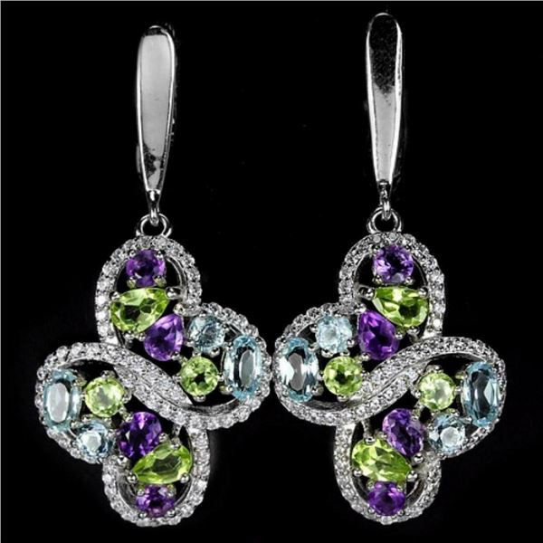 Natural Multi Gemstone Earrings