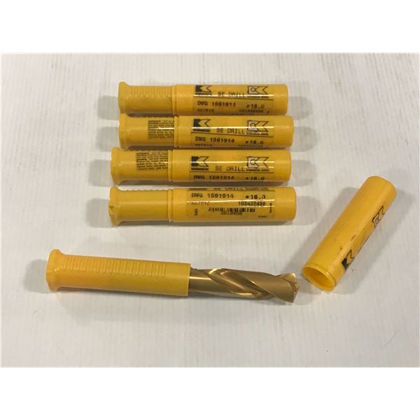 (5) KENNAMETAL DWG 1591914 KC7515 COOLANT THROUGH CARBIDE DRILL