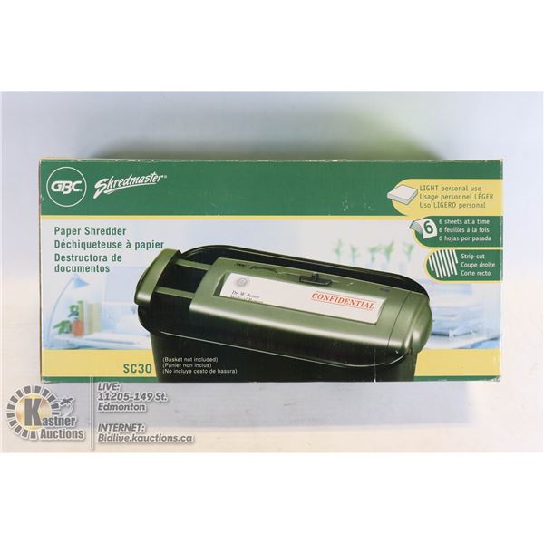 BRAND NEW GBC SHREDMASTER PAPER SHREDDER #SC30
