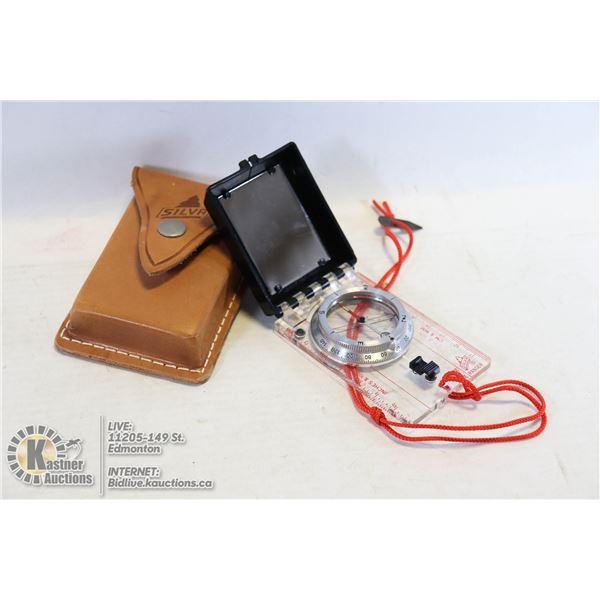 VINTAGE SILVA COMPASS RANGER MODEL TYPE 15T WITH ORIGINAL CASE MADE IN USA