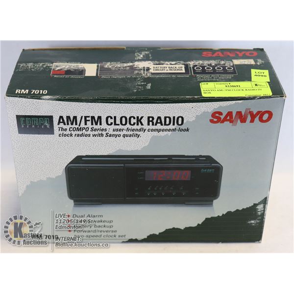 SANYO AM / FM CLOCK RADIO IN BOX