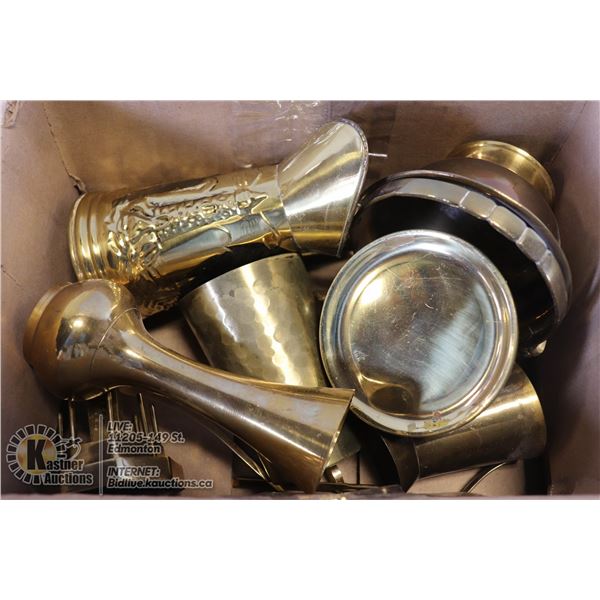 LOT OF VINTAGE BRASS PIECES INCLUDING JERUSALEM TEA POT