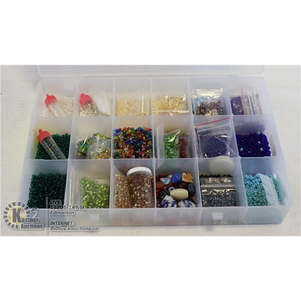 TRAY OF CZECH GLASS BEADS JEWELLERY MAKING ETC