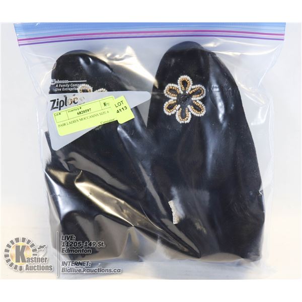 PAIR LADIES MOCCASINS SIZE 6