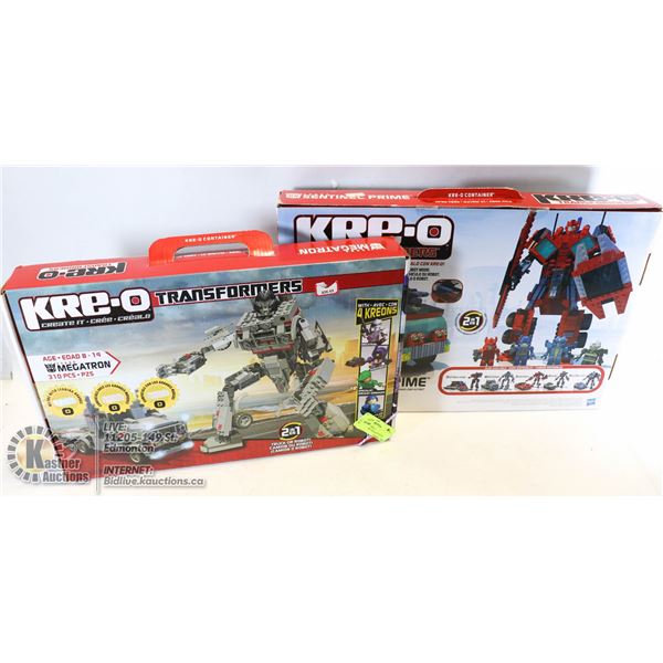 NEW HASBRO KRE-O TRANSFORMERS CREATIVE SETS. SENTINEL PRIME AND MEGATRON; 2 SEALED SETS.     KIDS.  