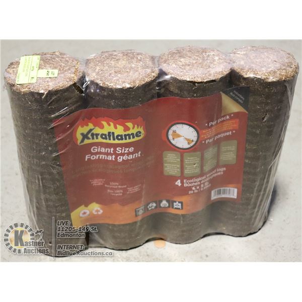 PACK OF 4 GIANT SIZE LONG LASTING WOOD LOGS