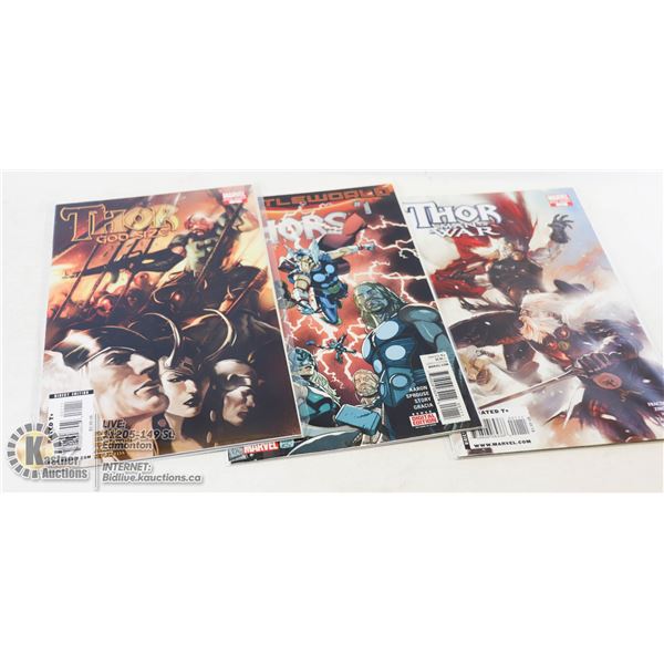 LOT OF 3 MARVEL COMICS THOR #1 ISSUES