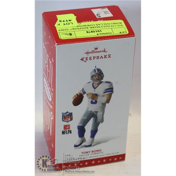 975-119 HALLMARK KEEPSAKE-TONY ROMO DALLAS COWBOYS CHRISTMAS ORNAMENT