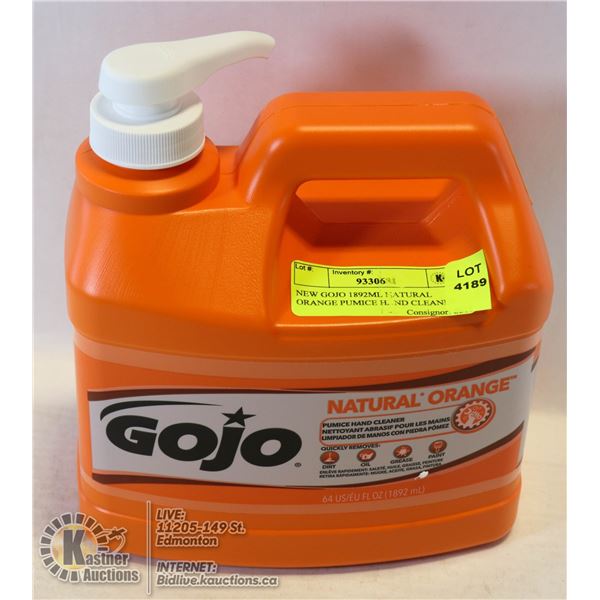 NEW GOJO 1892ML NATURAL ORANGE PUMICE HAND CLEANER