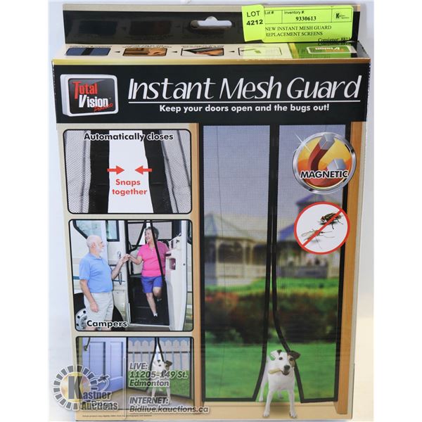 NEW INSTANT MESH GUARD REPLACEMENT SCREENS CLOSES W/ MAGNETS 40" X 82.5"