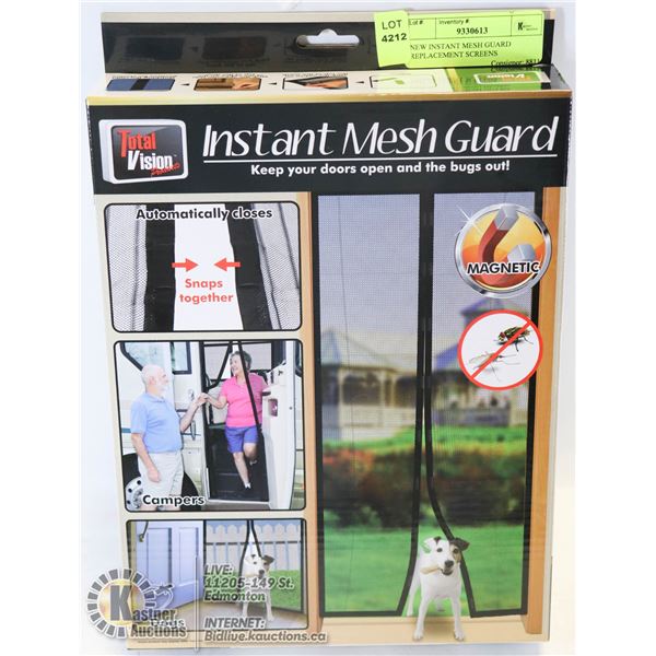NEW INSTANT MESH GUARD REPLACEMENT SCREENS CLOSES W/ MAGNETS 40" X 82.5"