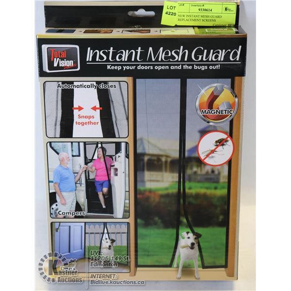 NEW INSTANT MESH GUARD REPLACEMENT SCREENS CLOSES W/ MAGNETS 40" X 82.5"