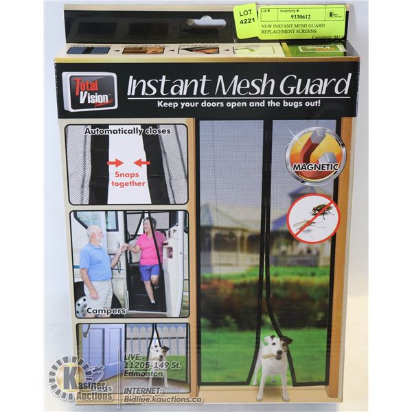 NEW INSTANT MESH GUARD REPLACEMENT SCREENS CLOSES W/ MAGNETS 40" X 82.5"