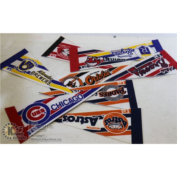 9 VINTAGE MAJOR LEAGUE BASEBALL  PENNANTS