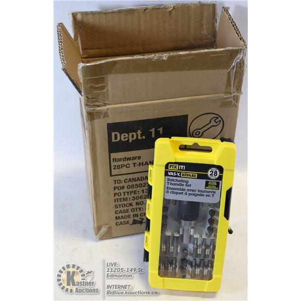 LOT OF FOUR 28 PIECE T-HANDLE SCREWDRIVER SET