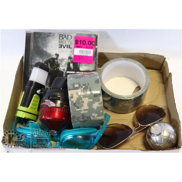 FLAT OF HUNTING CAMOUFLAGE TAPES, EDDIE BAUER FLASH AND MORE