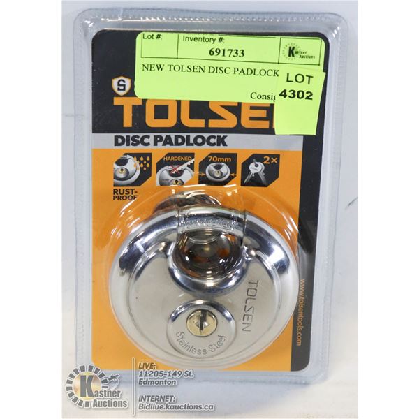 NEW TOLSEN DISC PADLOCK