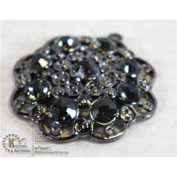 LARGE RHINESTONE PENDANTS (BLACK)