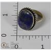 Image 1 : #112-LAPIZ LAZULI RING SIZE 6.5 JEWELRY/ HEALING MINERAL/ SILVER PLATED