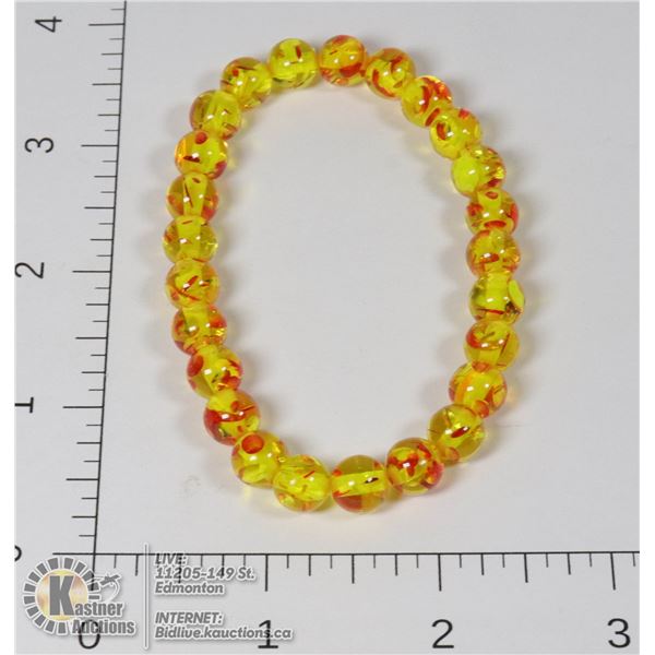 #303-RESIN BEAD BRACELET 7.5"/ 8mm JEWELRY/ MINERAL