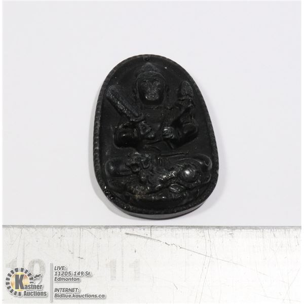#98-NATURAL BLACK OBSIDIAN BUDDHA PENDANT JEWELRY/ HEALING MINERAL