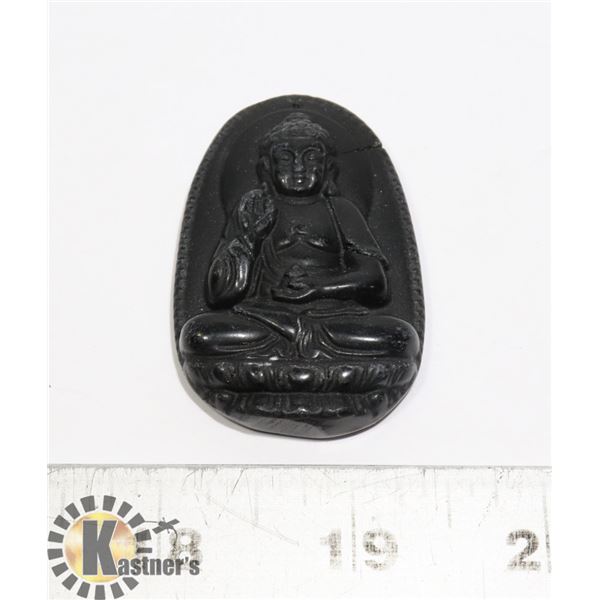 #199-BLACK OBSIDIAN BUDDHIST PENDANT JEWELRY/ HEALING MINERAL
