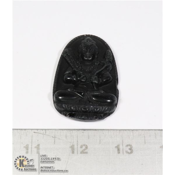 #96-NATURAL BLACK OBSIDIAN BUDDHA PENDANT JEWELRY/ HEALING MINERAL