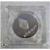 Image 1 : SILVER PLATED ETHEREUM COIN IN ROTATING CASE 40MM  SILVER PLATED COIN. A MUST HAVE FOR CRYPTO CURREN