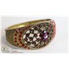 Image 1 : RED STONE AND METAL COSTUME JEWELRY BRACELT