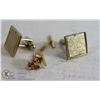 Image 1 : PAIR OF GOLD TONE CUFFLINKS AND MORE MOTHER OF PEARL TIE CLIP, GOLD TONE CUFFLINKS