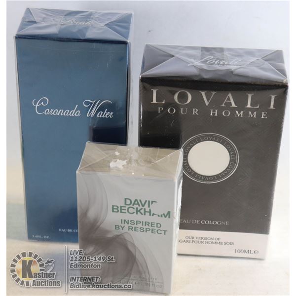 MENS' COLOGNE CORONADO WATER; LOVALI; DAVID BECKHAM INSPIRED BY RESPECT - ALL 3