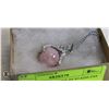 Image 1 : ROSE QUARTZ STONE IN STAINLESS CLAW NECKLACE 925 STAMPED WITH 3 RHINESTONES