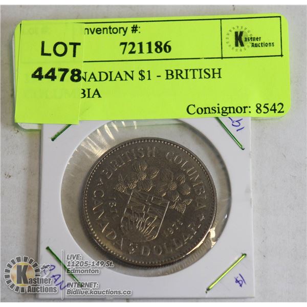 1971 CANADIAN $1 - BRITISH COLUMBIA